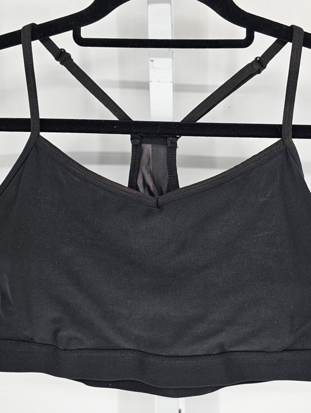 Athletic Works Womens Sz L Low Impact Sports Bra Racerback Mesh Black